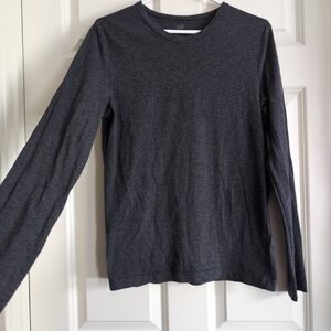 Black and dark grey striped cotton blend long sleeve layering tee